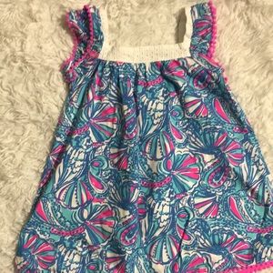 Lilly Pulitzer girl dress sleeveless pom pom multicolor